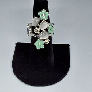 Paparazzi  Women's Adjustable Blue Floral Stretch‎ Ring